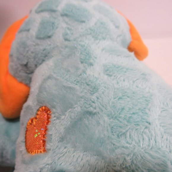 hug fun teal triceratops dinosaur plush with big sparkly eyes 11" tall - Picture 9 of 13